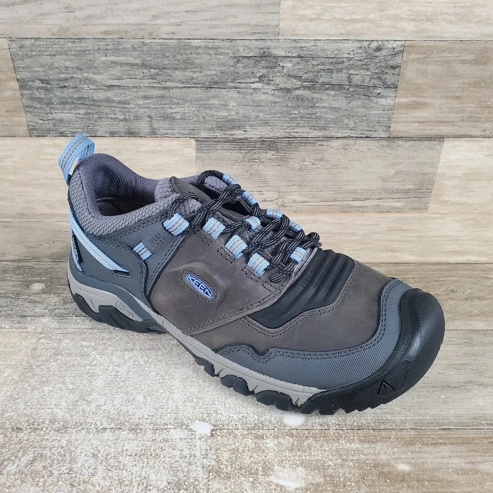 Keen Ridge Flex Womens Hiking Shoes Sz 9 Steel Gray Hydrangea Waterproof Sneaker
